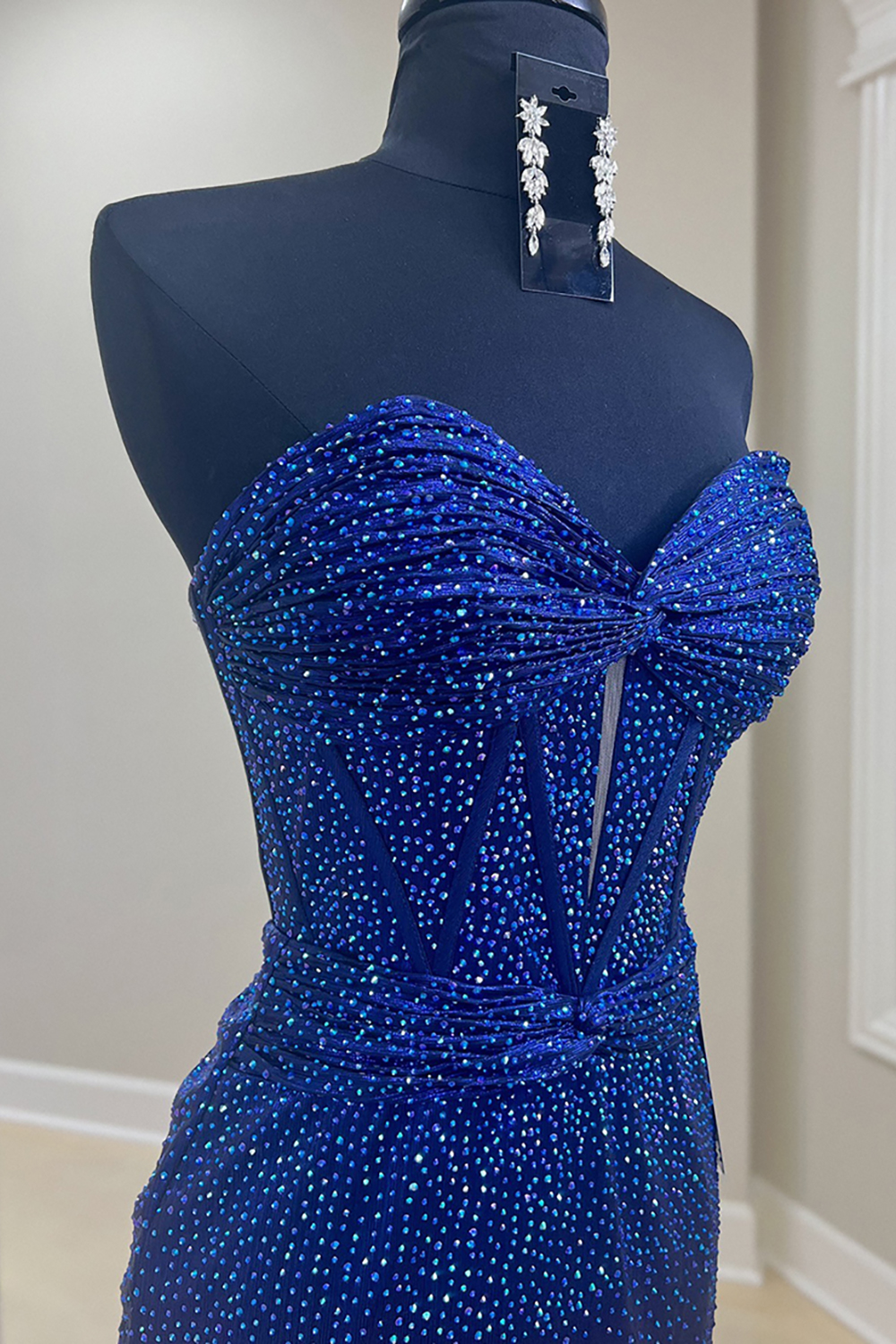 Sparkly Dark Green Strapless Corset Tight Short Homecoming Dress with Beadings