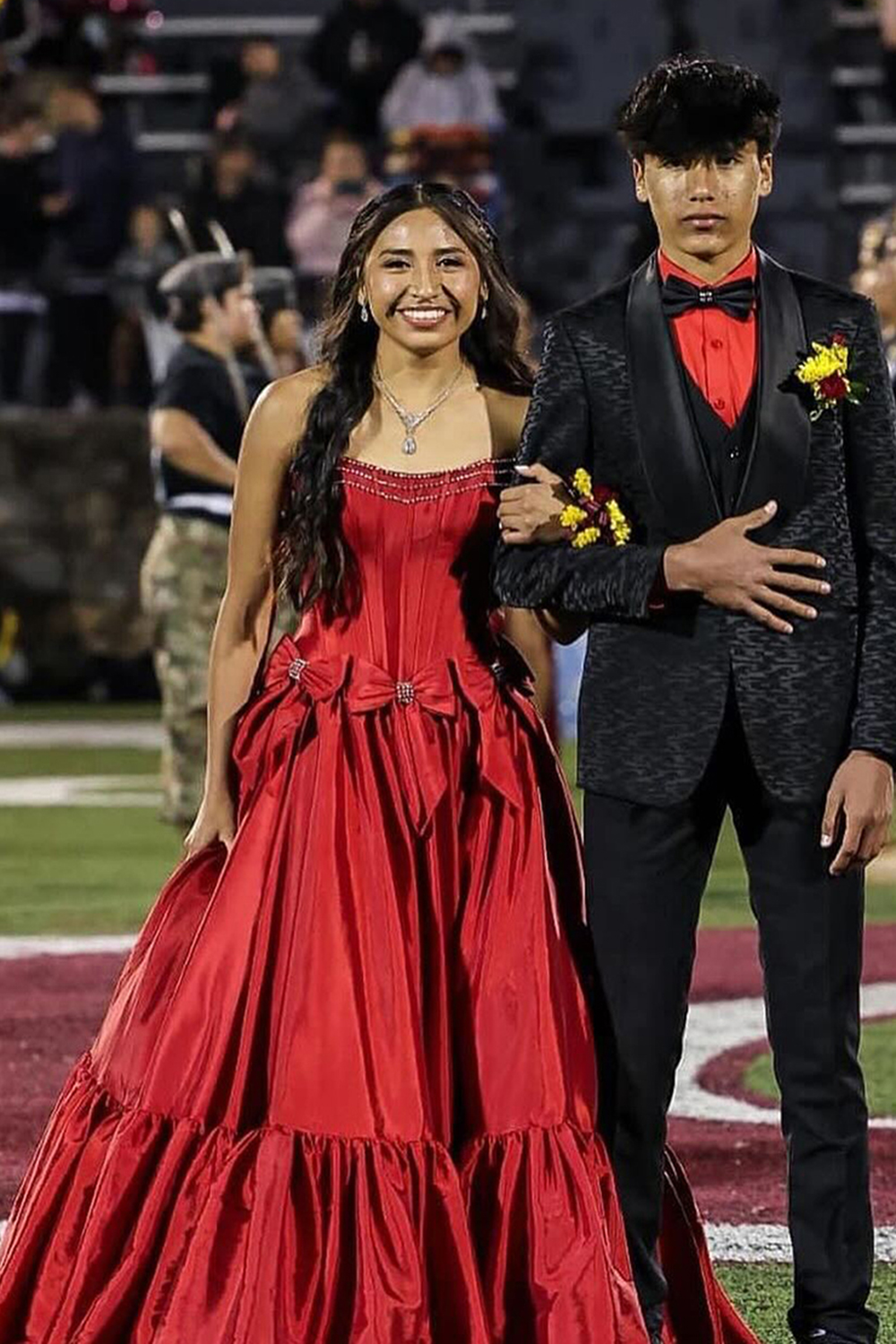Sparkly A Line Pink Strapless Corset Long Pleated Prom Dress with Bow