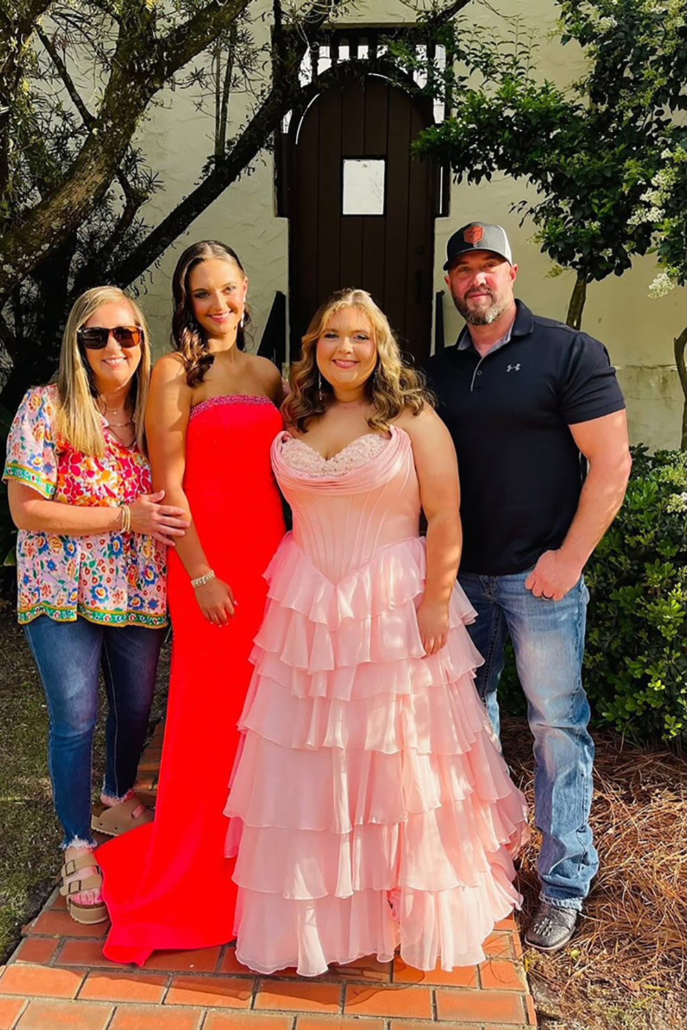  A Line Red Sweetheart Ruffled Long Prom Dress with Slit