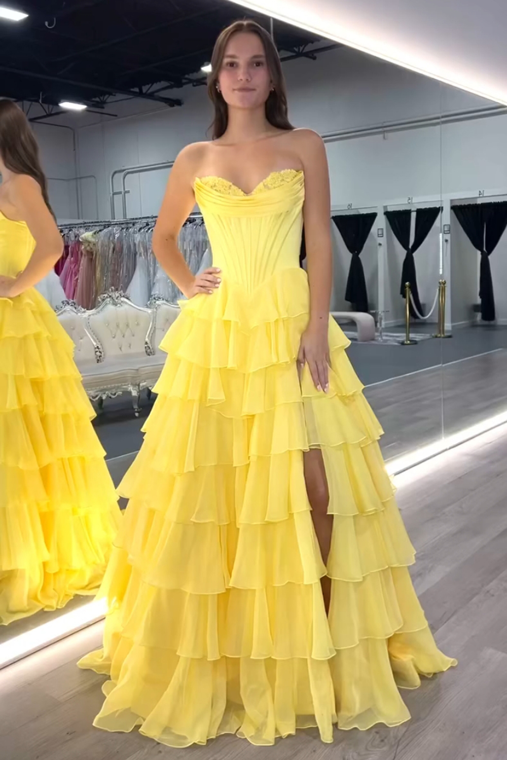 Light Blue A Line Sweetheart Ruffled Corset Long Prom Dress