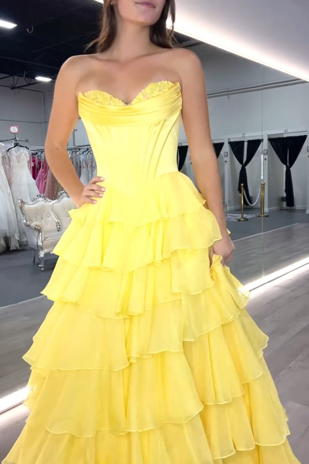 Light Blue A Line Sweetheart Ruffled Corset Long Prom Dress