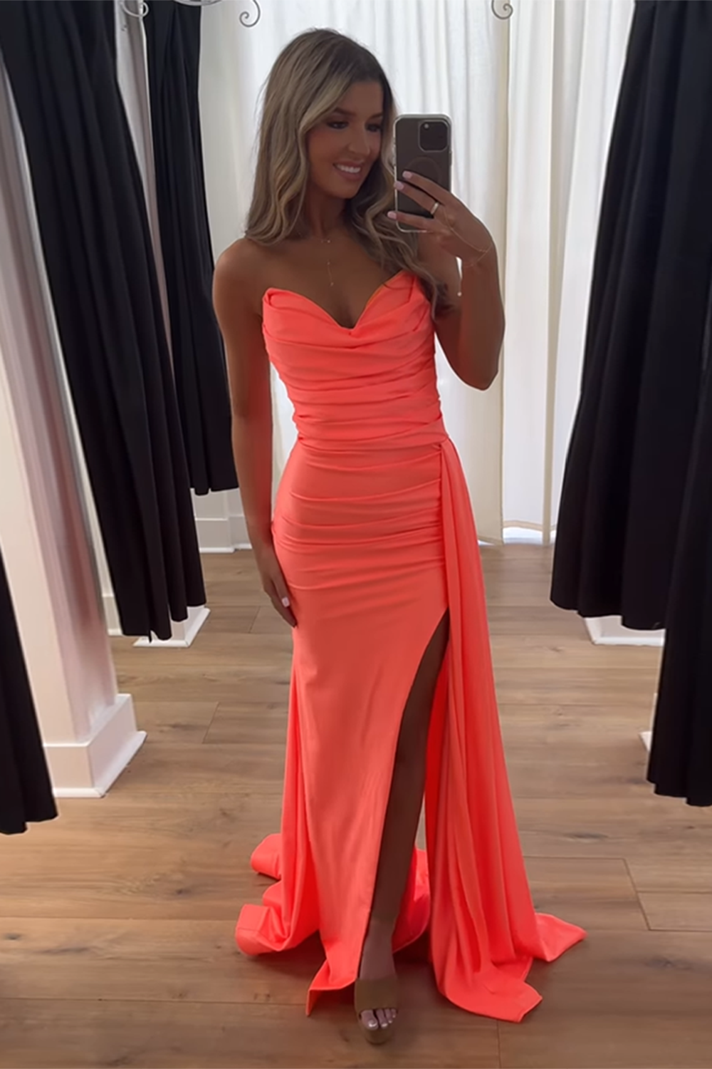 Royal Blue Mermaid Side Cape Long Prom Dress with Slit
