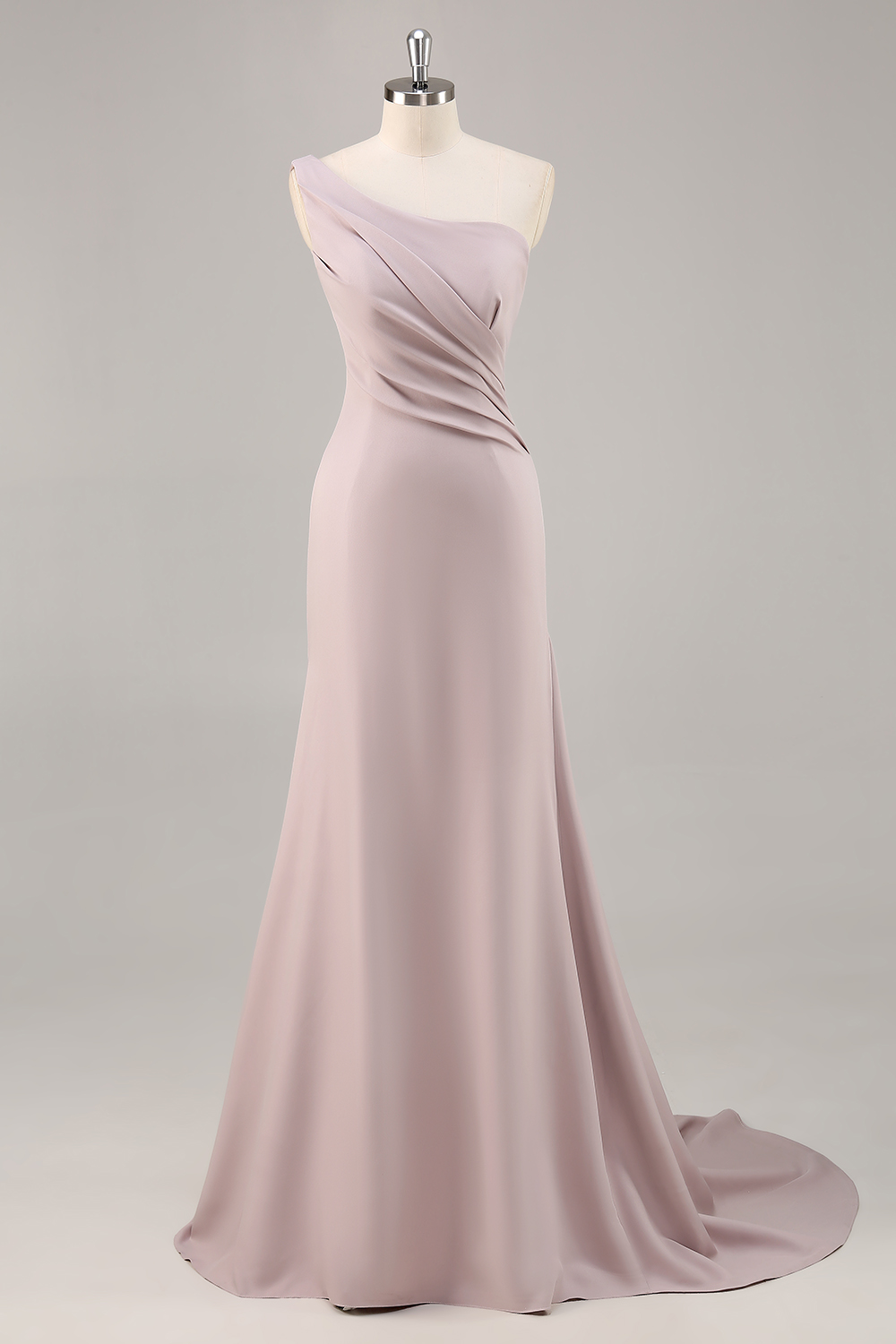 Simple One Shoulder Khaki Mermaid Long Formal Dress