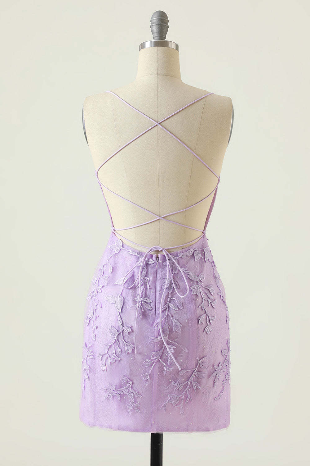 Lilac Tight Short Prom Dress with Appliques