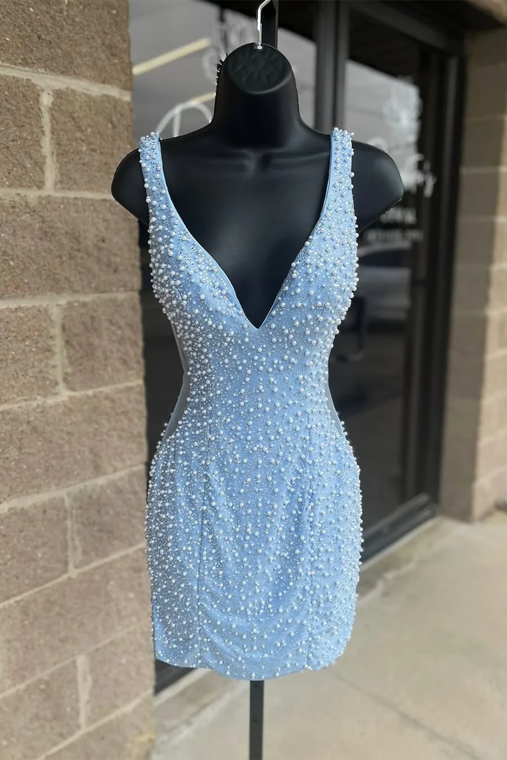 Sparkly Fuchsia Tight V Neck Short Homecoming Dress with Beading