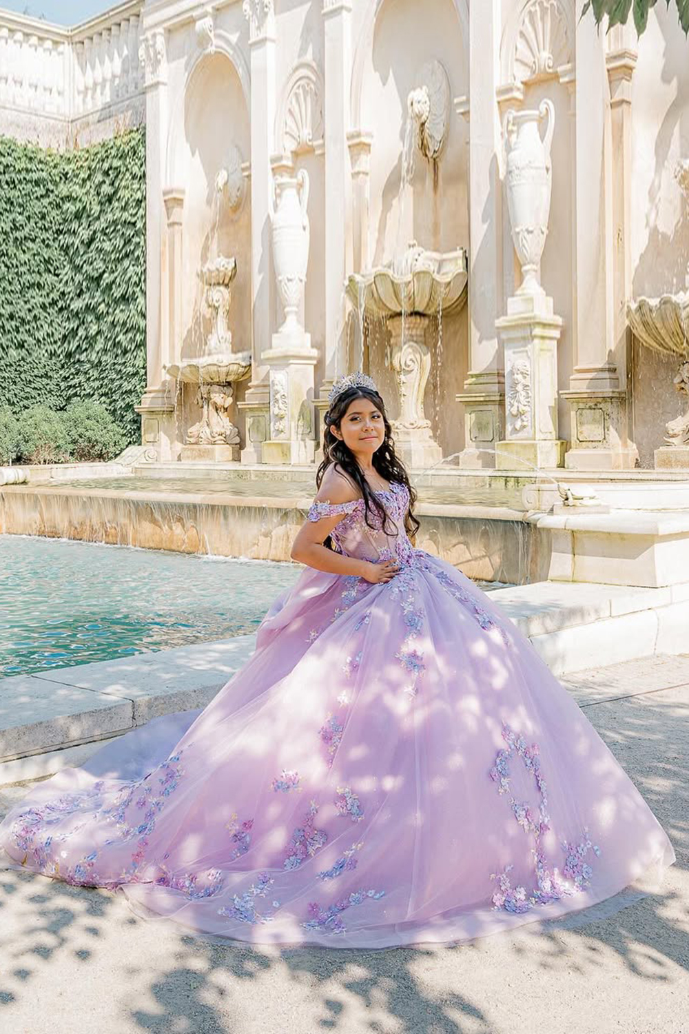 Blush Sweetheart Ball Gown Tulle Quinceanera Dress with Flower Appliques