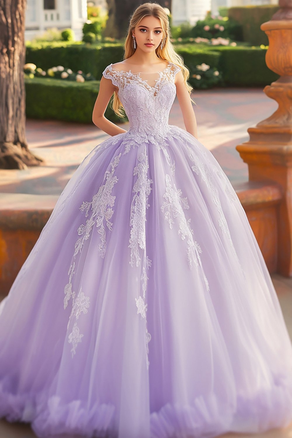 Elegant Lilac Off the Shoulder Ball Gown Tulle Quinceanera Dress with Appliques