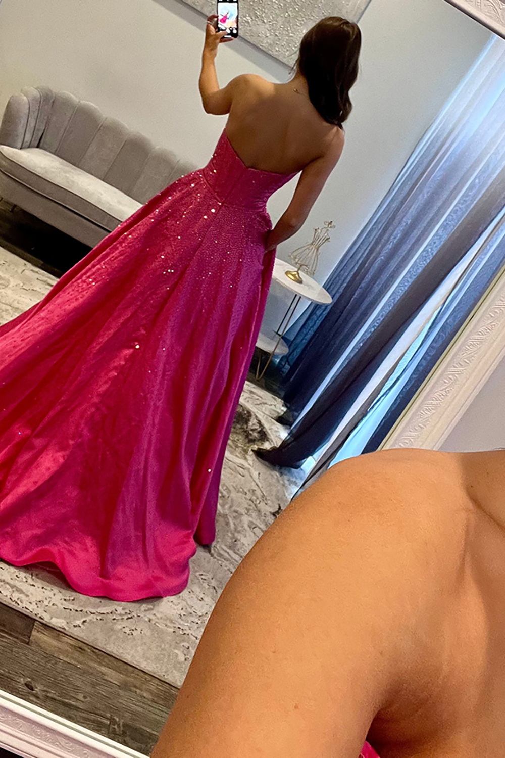 Sparkly White Beaded Princess Sweetheart Long Corset Prom Dress with Bow