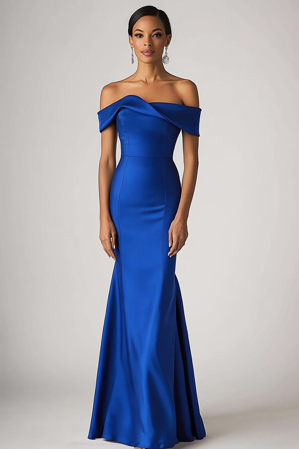 Sheath Satin Royal Blue Long Formal Dress