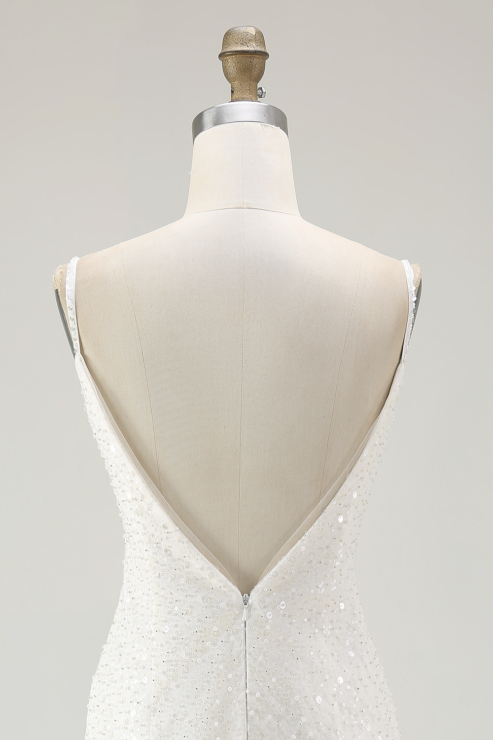 Sparkly White V Neck Bodycon Sequin Ruffled Short Graduation Dress