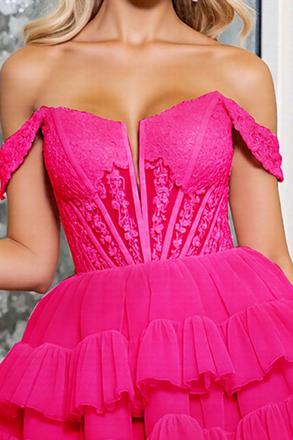 Corset Pink Tulle A Line Short Homecoming Dress with Appliques