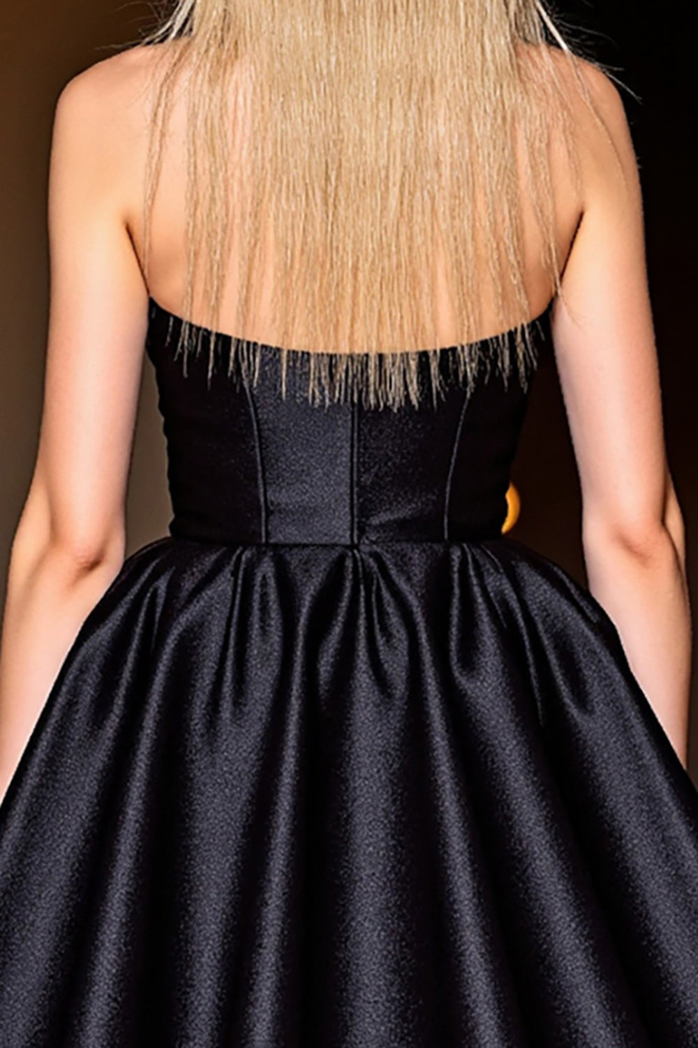 Black Satin A Line Halter Short Homecoming Dress