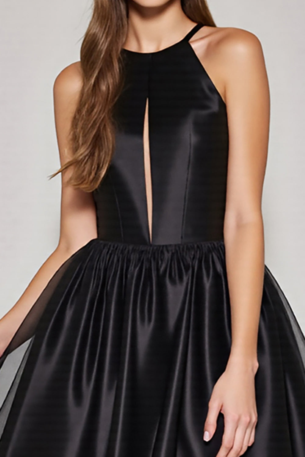Black A Line Halter Short Homecoming Dress