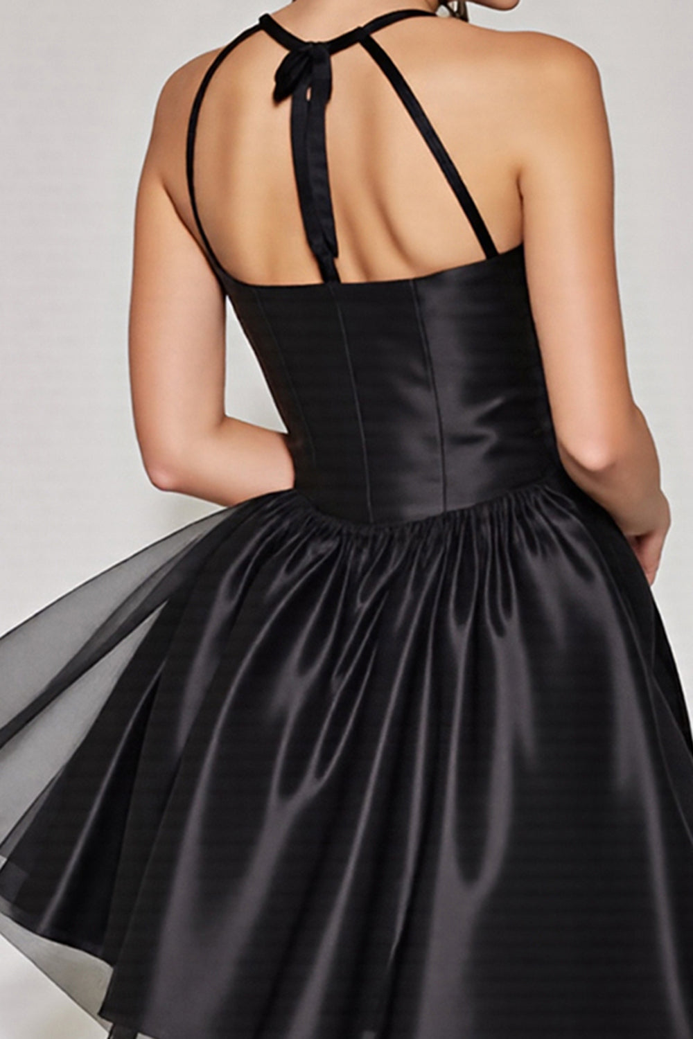 Black A Line Halter Short Homecoming Dress