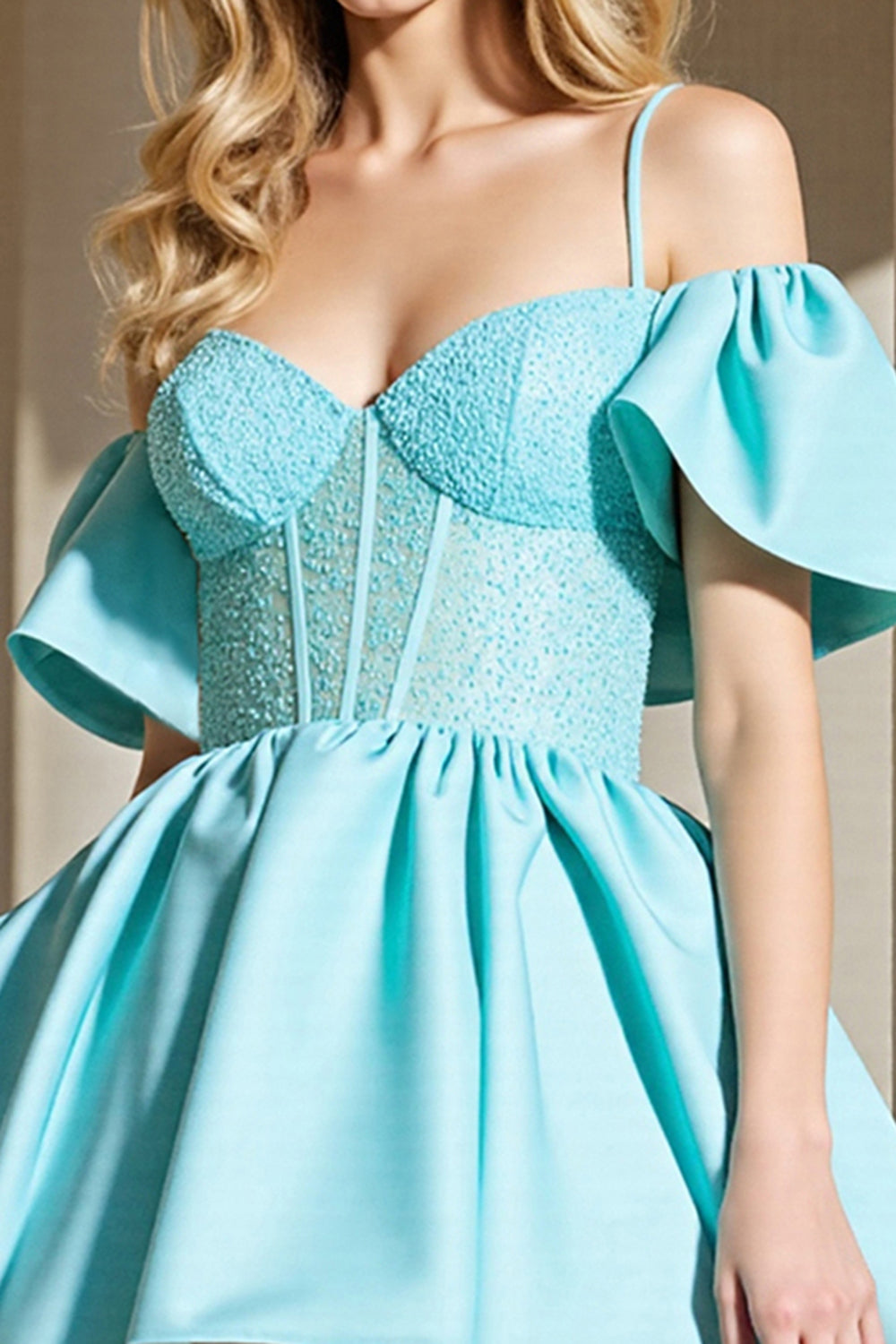 Light Blue Corset Short A Line Homecoming Dress