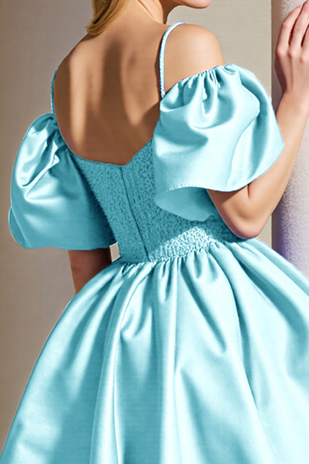 Light Blue Corset Short A Line Homecoming Dress