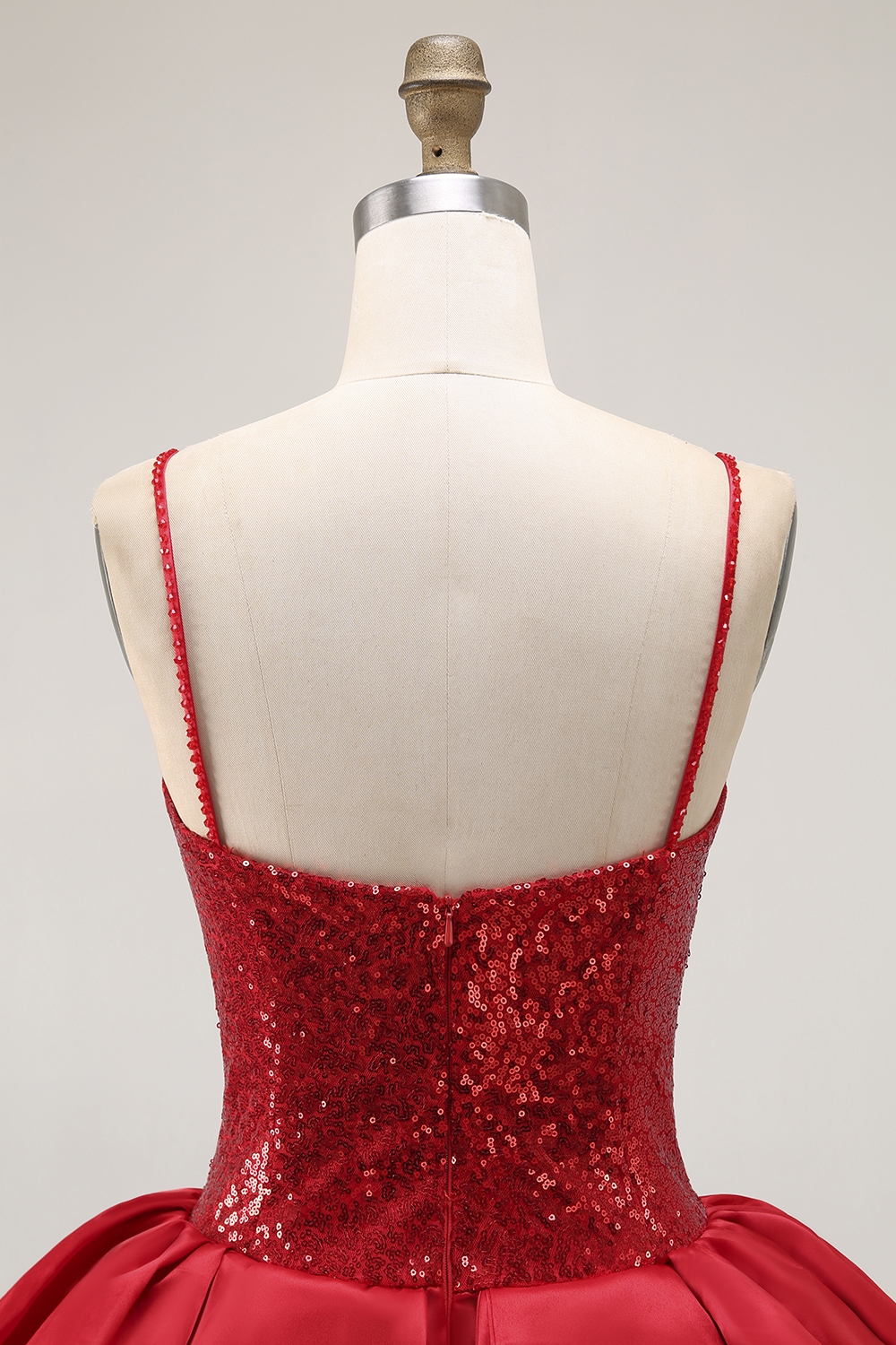 Sparkly Red Sequin Tiered A Line Short Corset Homecoming Dress with Ruffles