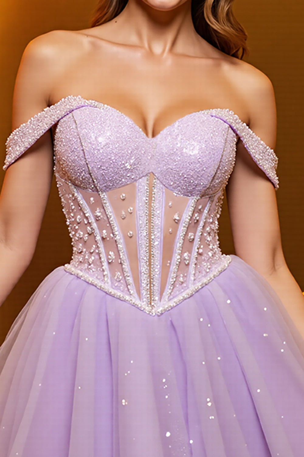 Lilac Corset Off the Shoulder A Line Tulle Short Homecoming Dress