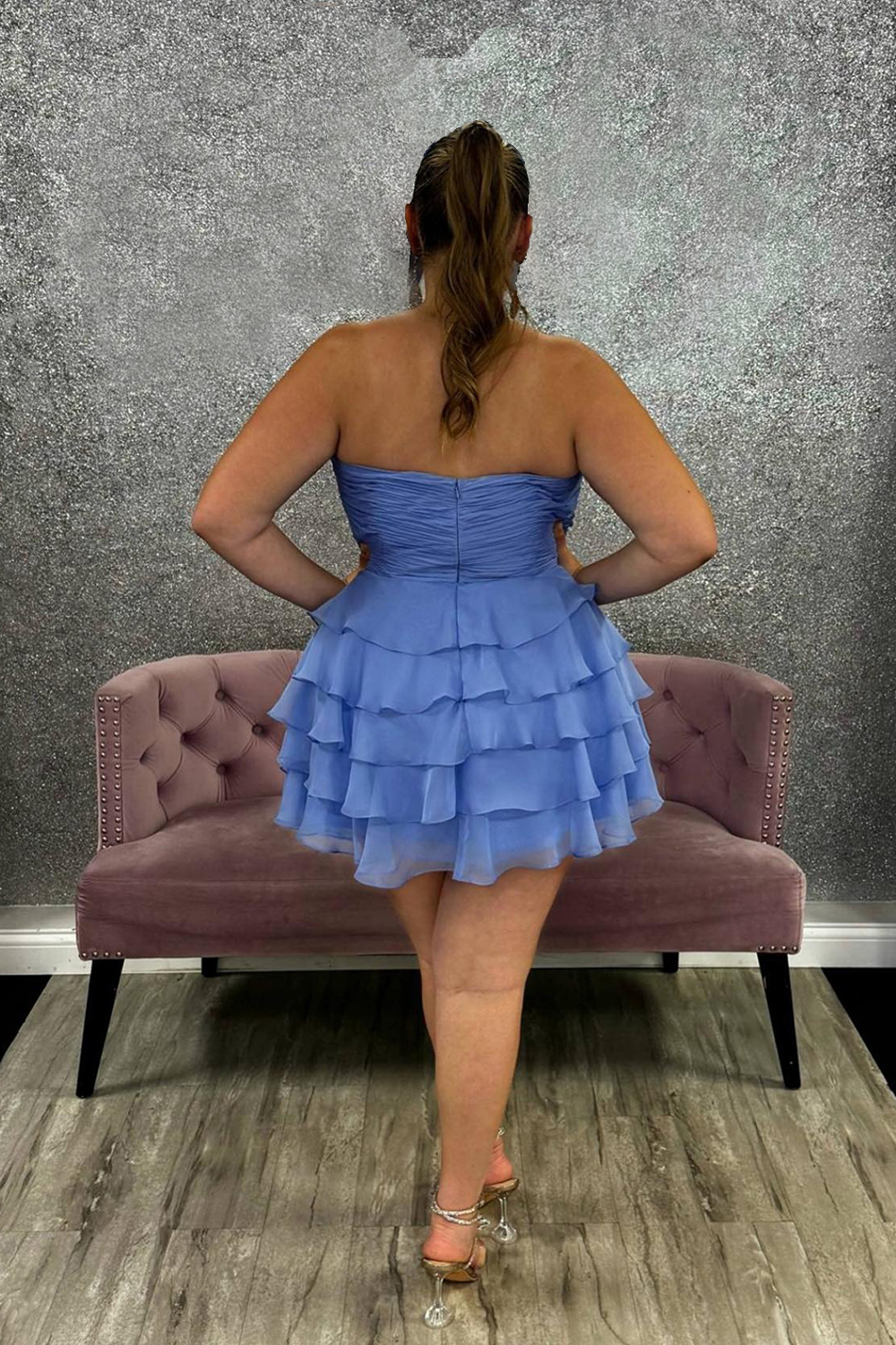 Green A Line Tulle Tiered Sweetheart Short Homecoming Dress