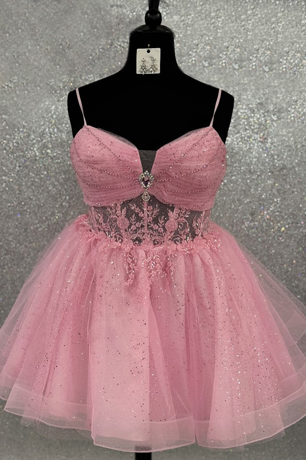 Gold A Line Corset Tulle Short Homecoming Dress with Appliques