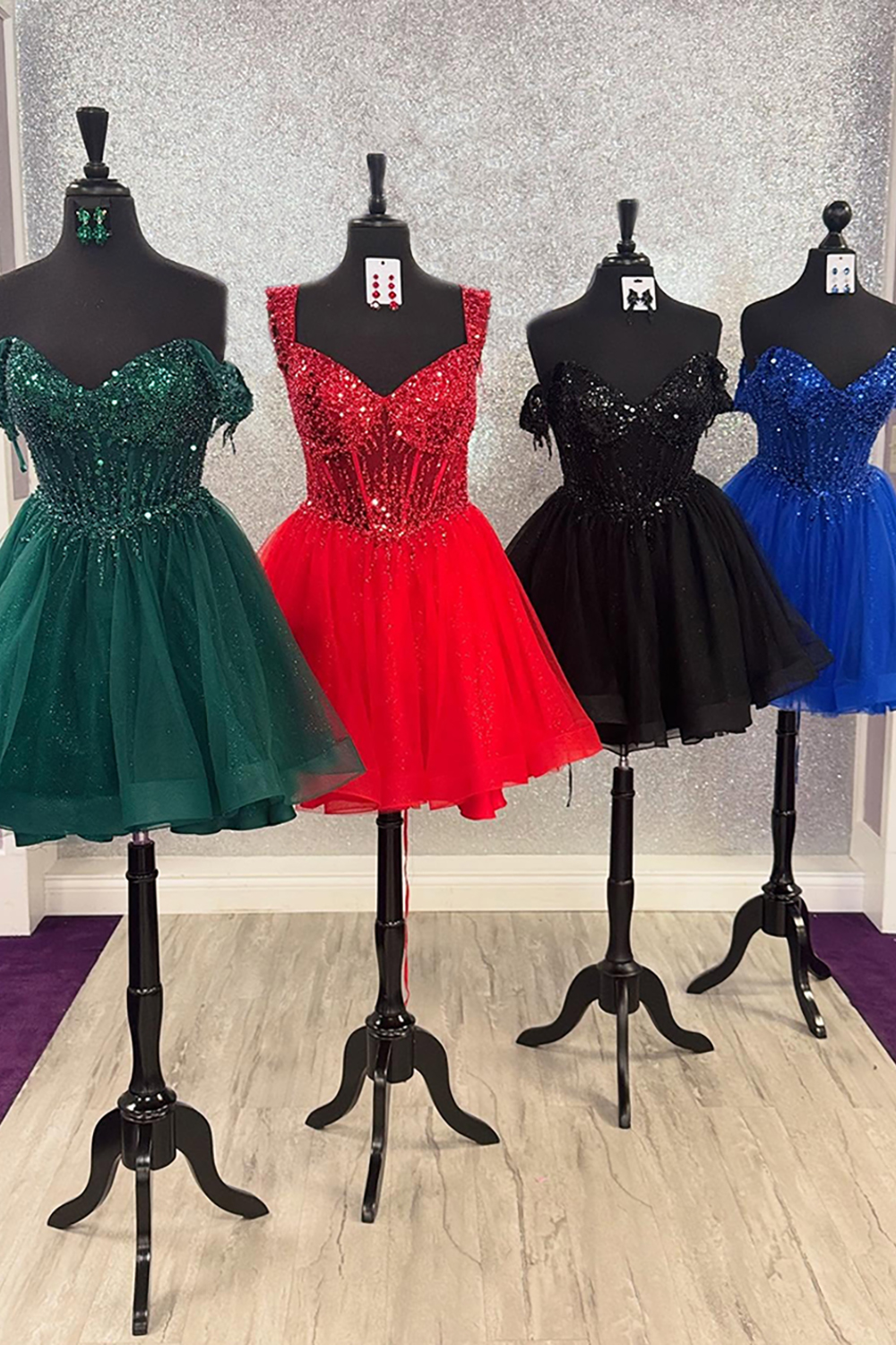 Sparkly Royal Blue Tulle Corset Short Homecoming Dress with Beading