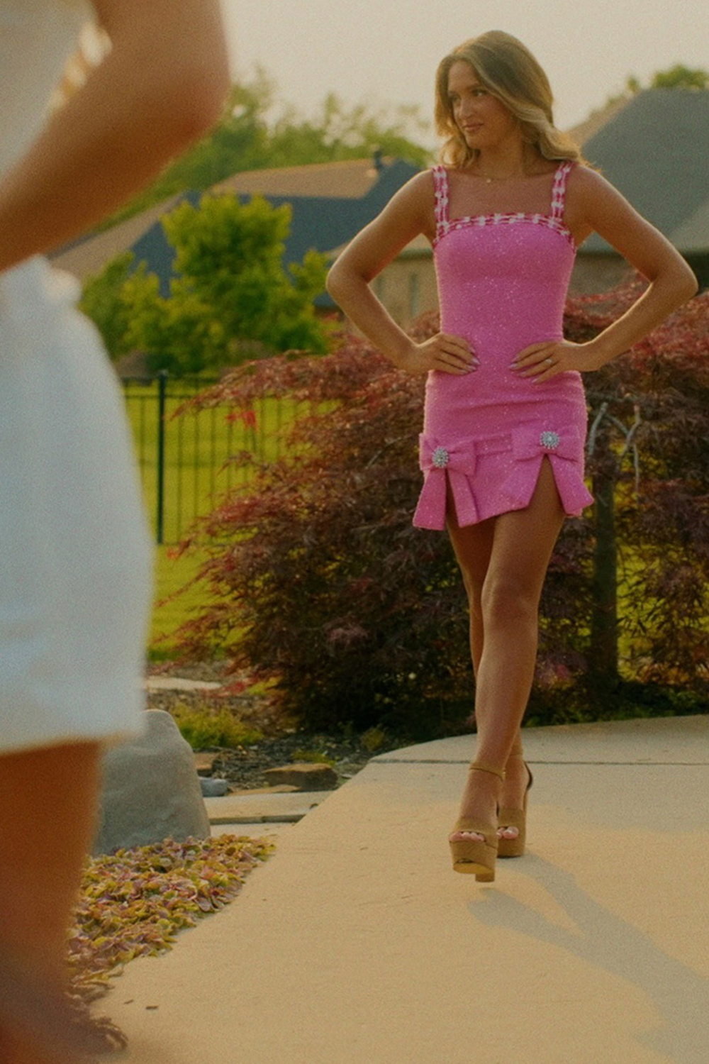 Sparkly Blue Tweed Tight Short Homecoming Dress with Bows