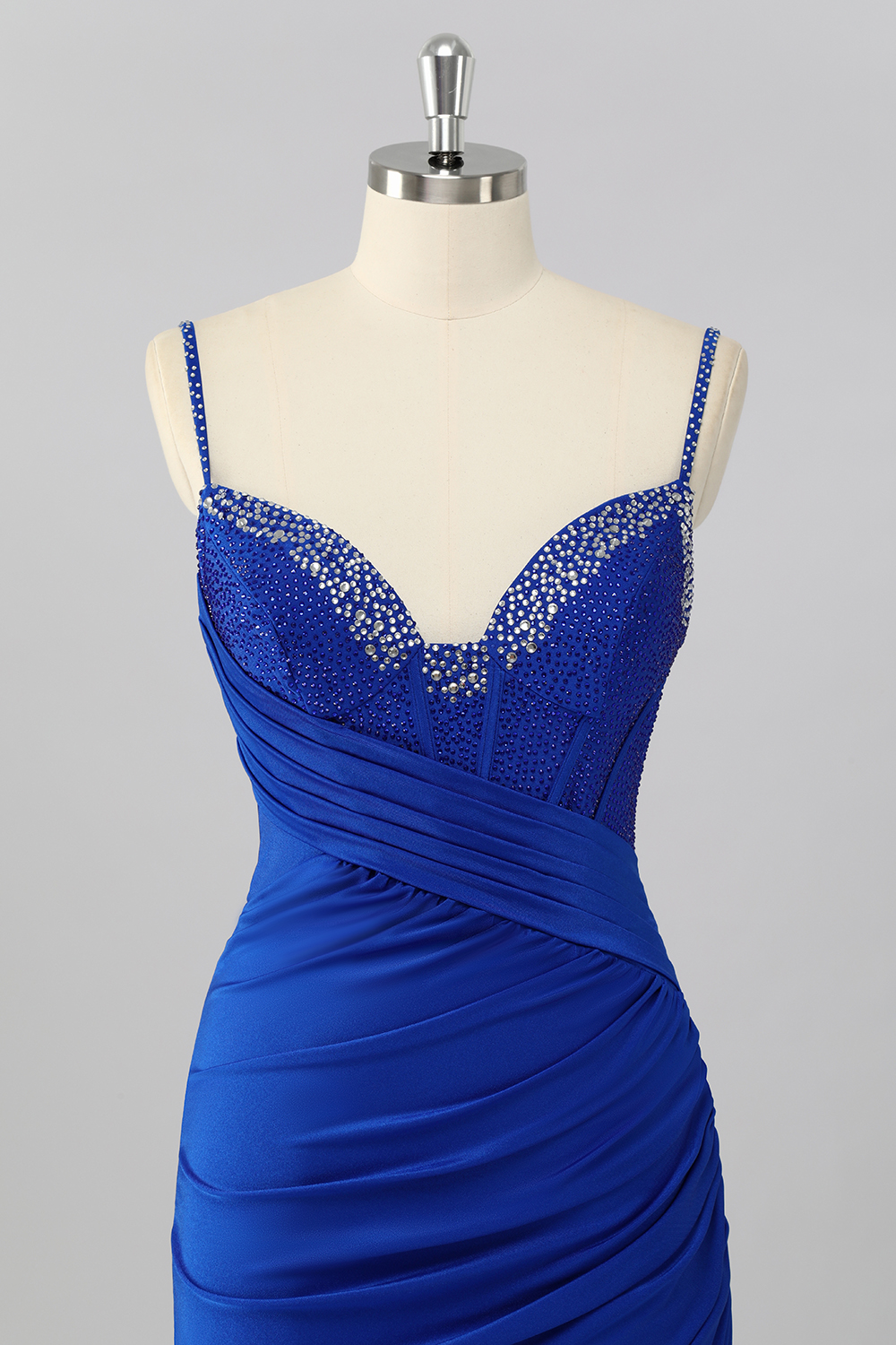 Sparkly Royal Blue Tight V Neck Corset Short Homecoming Dress with Beading