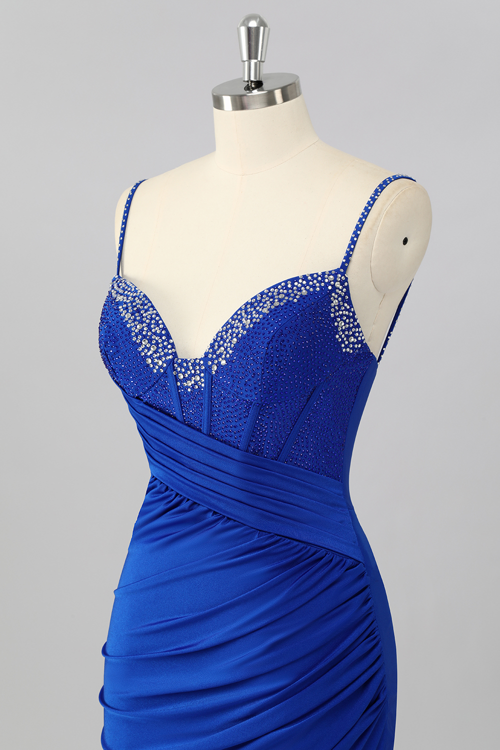 Sparkly Royal Blue Tight V Neck Corset Short Homecoming Dress with Beading
