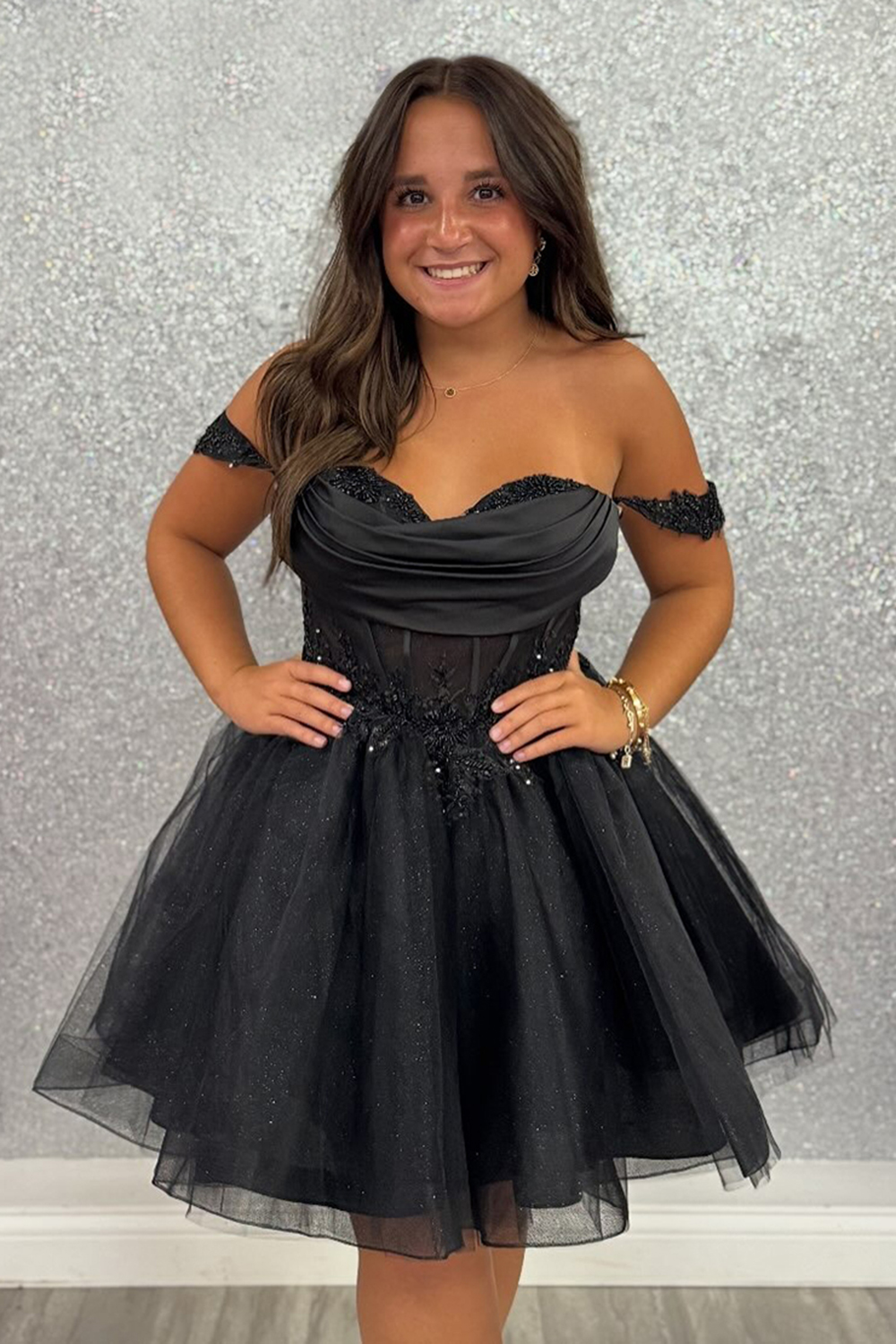 Glitter Red Corset Off The Shoulder Short Homecoming Dress