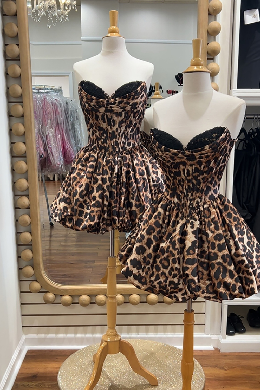 Black Leopard Sweetheart Corset A Line Short Homecoming Dress