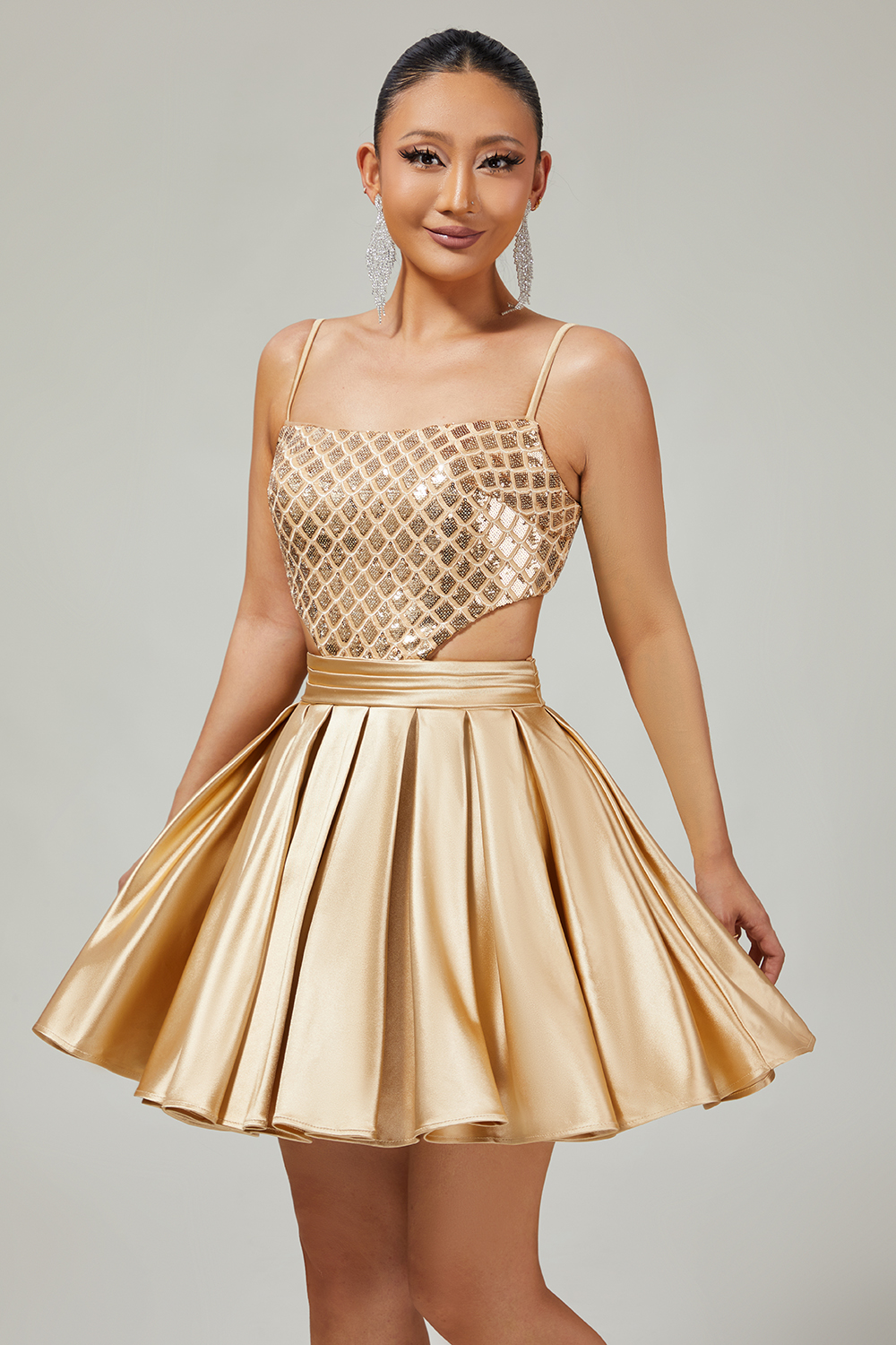 Sparkly A Line Royal Blue Short Homecoming Dress with Sequins