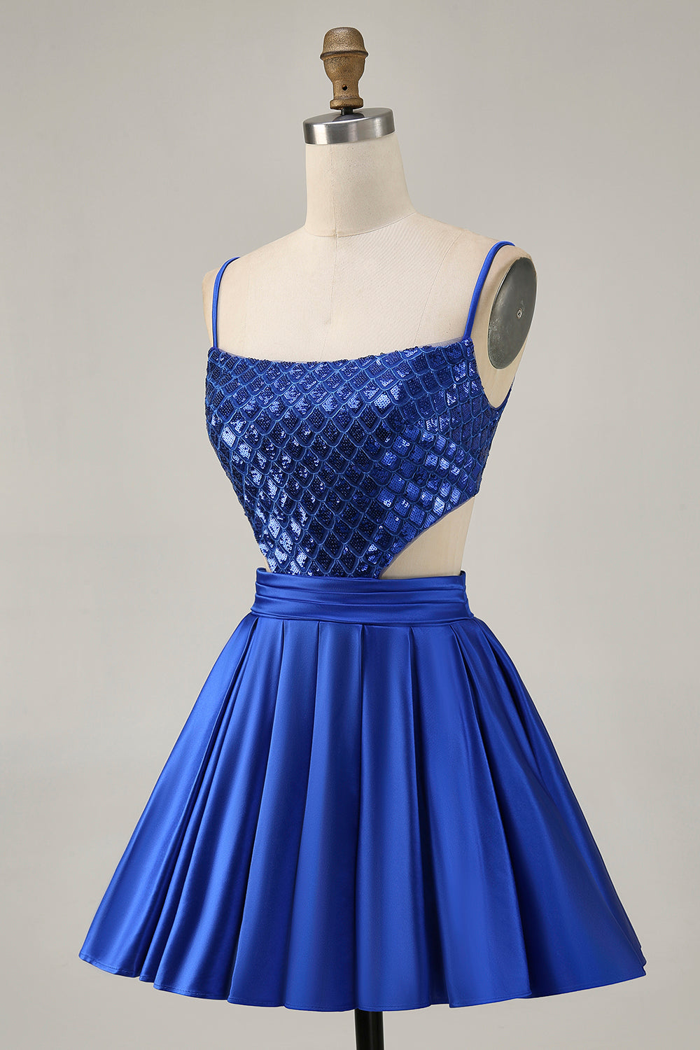 Sparkly A Line Royal Blue Short Homecoming Dress with Sequins