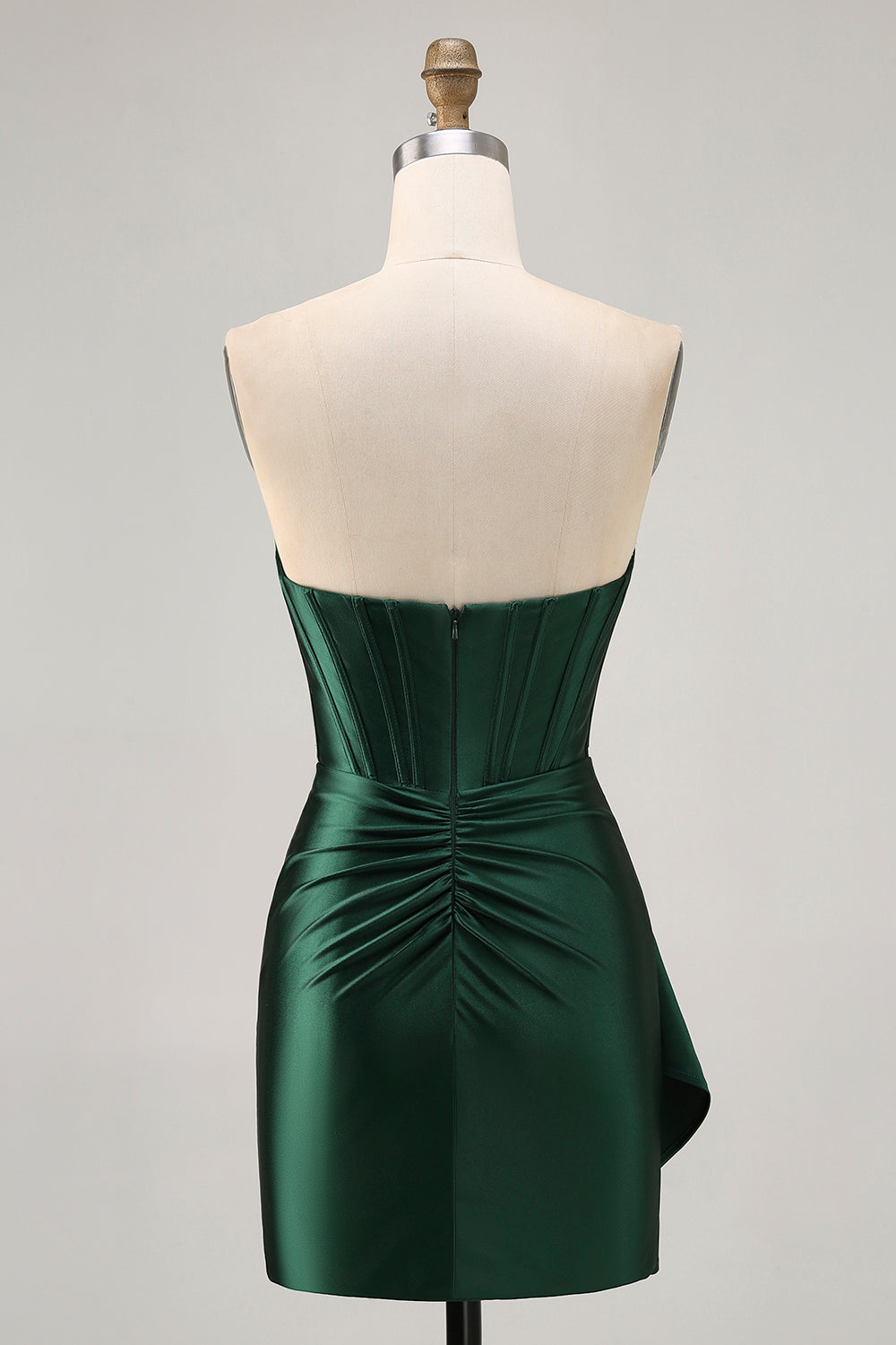 Sparkly Dark Green Tight Short Corset Homecoming Dress with Sash