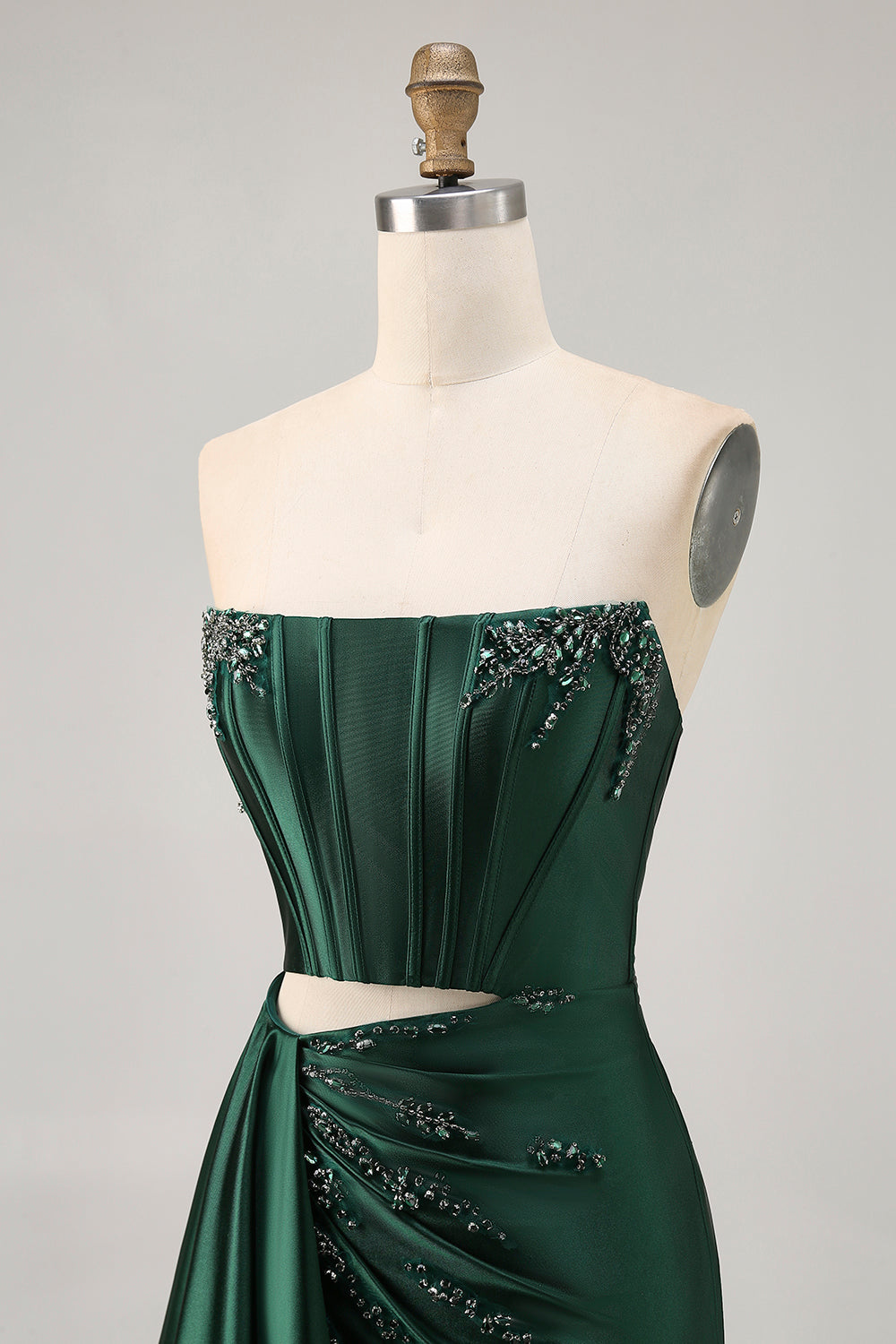 Sparkly Dark Green Tight Short Corset Homecoming Dress with Sash