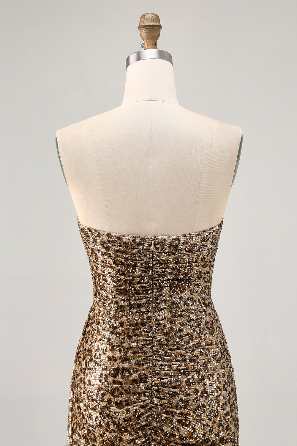 Sparkly Khaki Leopard Printed Sequin Tight Short Homecoming Dress