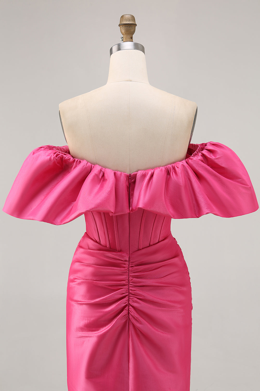 Satin Fuchsia Tight Short Corset Homecoming Dress with Ruffles
