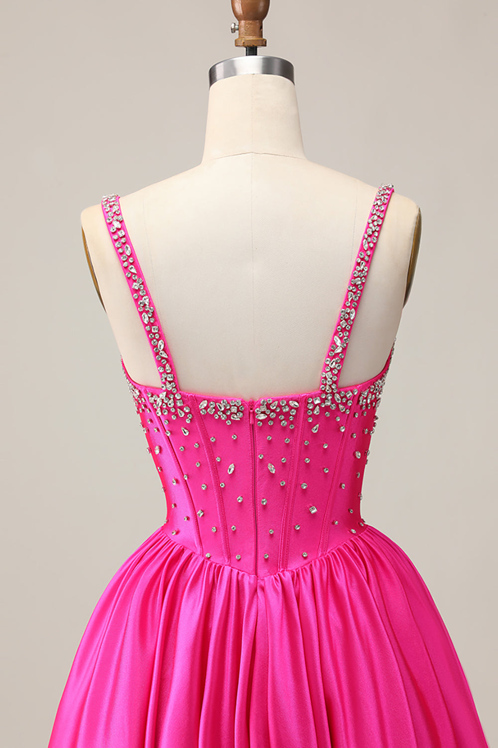 Sparkly Fuchsia Short Corset Homecoming Dress with Rhinestones