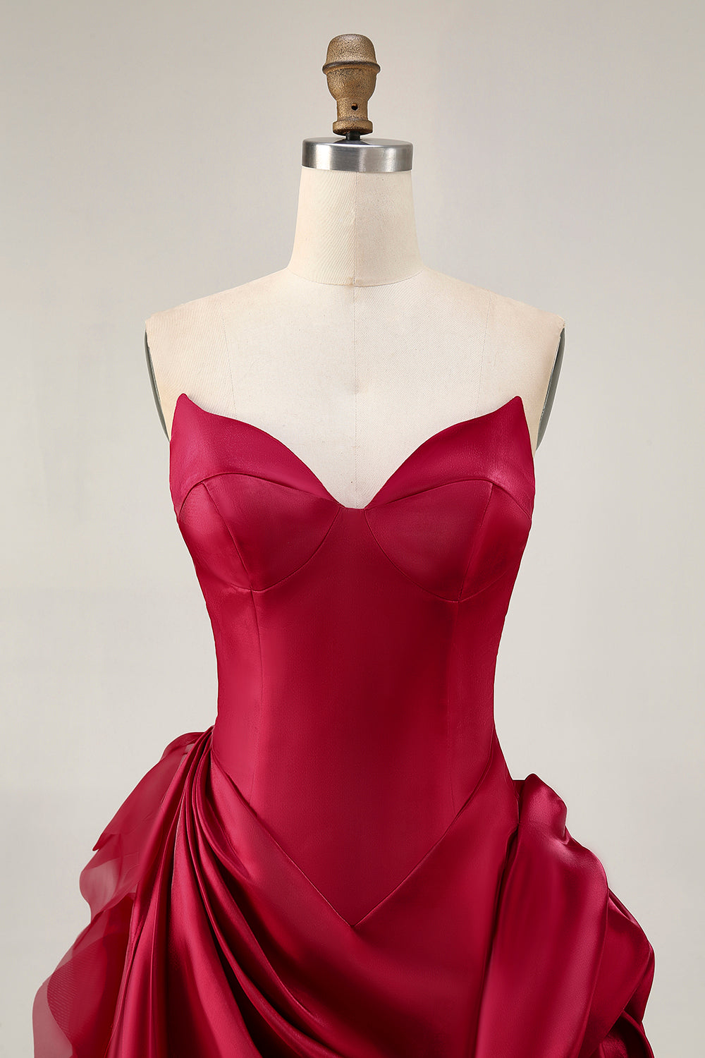 Burgundy Floral Satin Short Tight Homecoming Dress with Side Cape