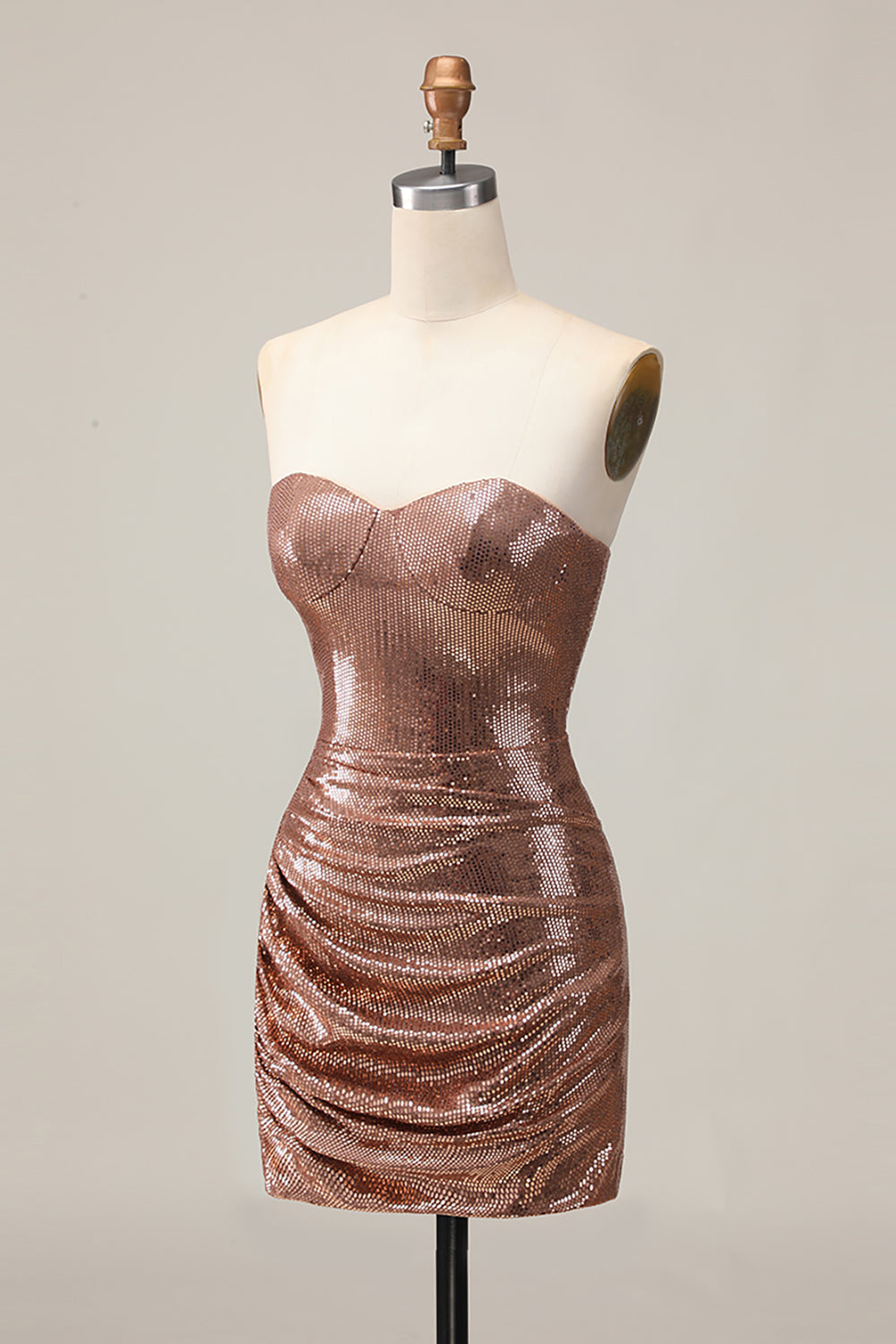 Sparkly Coffee Sequin Sweetheart Short Tight Homecoming Dress