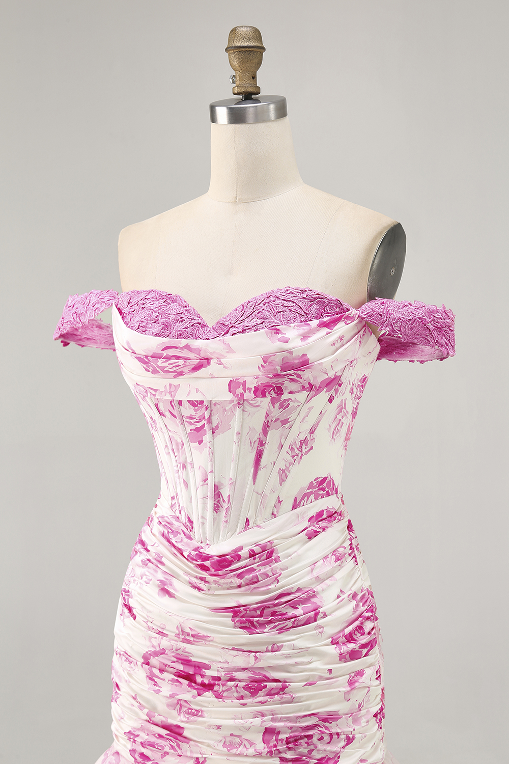 White and Blue Floral Tight Ruffled Short Corset Homecoming Dress with Appliques