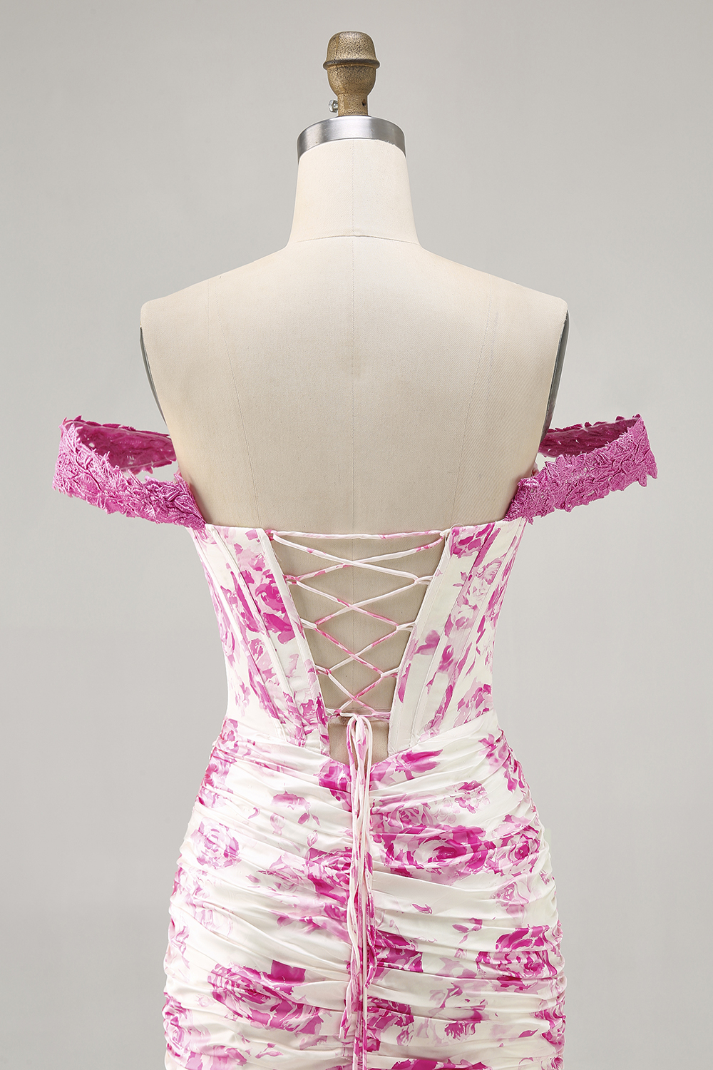 White and Blue Floral Tight Ruffled Short Corset Homecoming Dress with Appliques