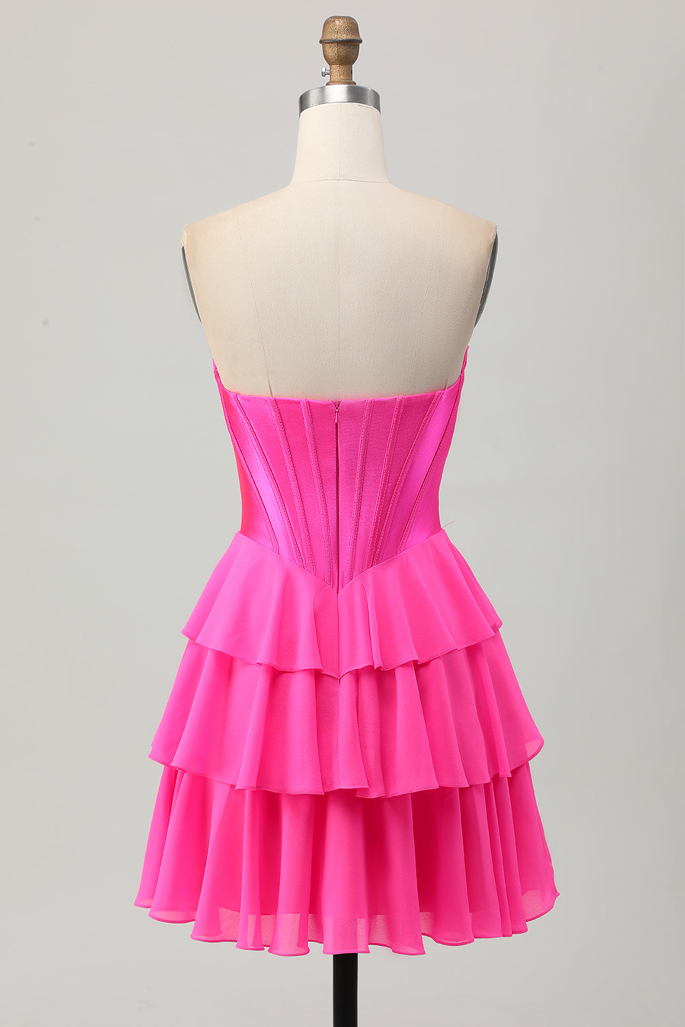 Fuchsia Ruched Corset Sweetheart Short Homecoming Dress with Appliques