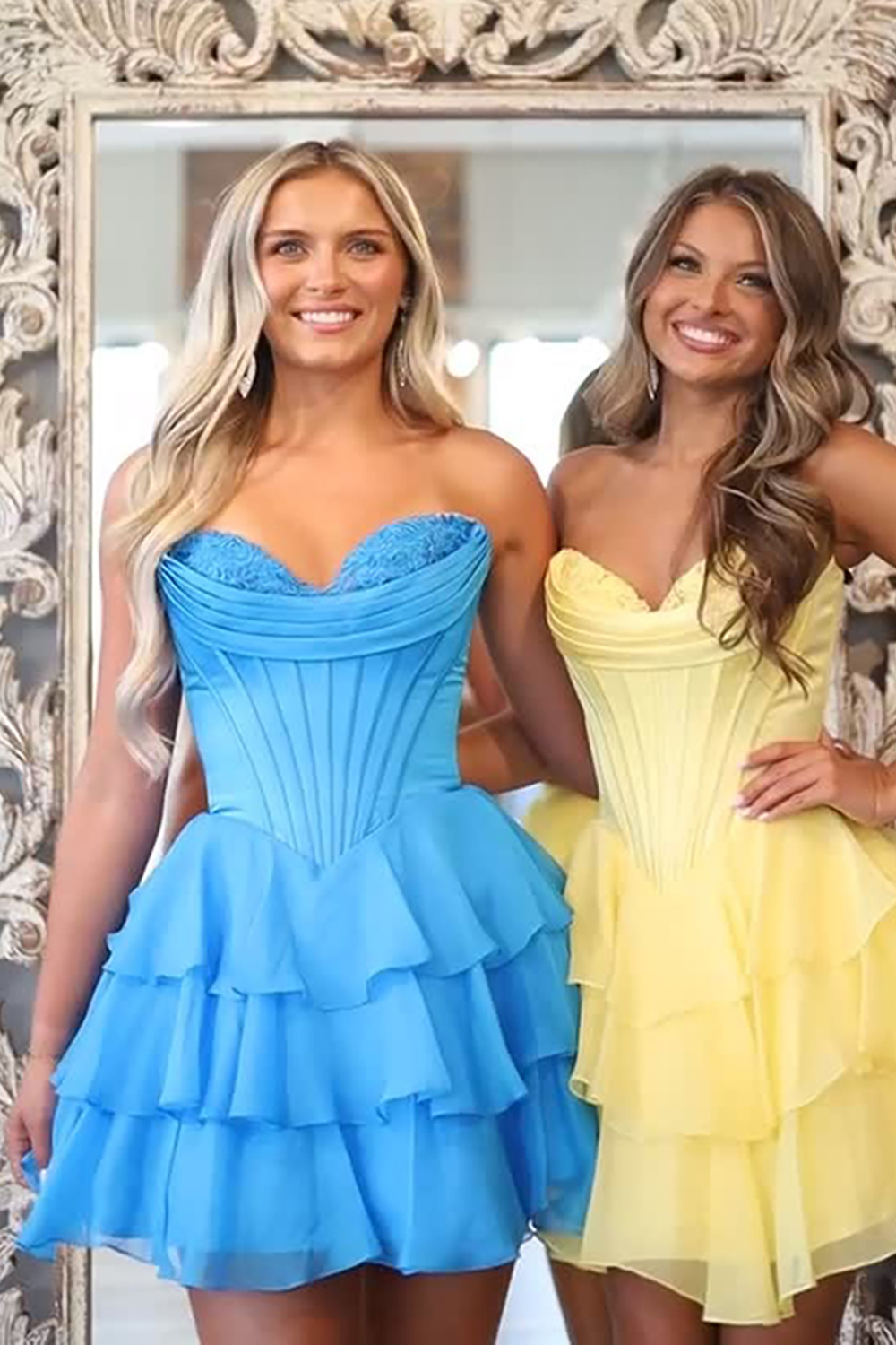 Black Corset A Line Short Homecoming Dress with Ruffles