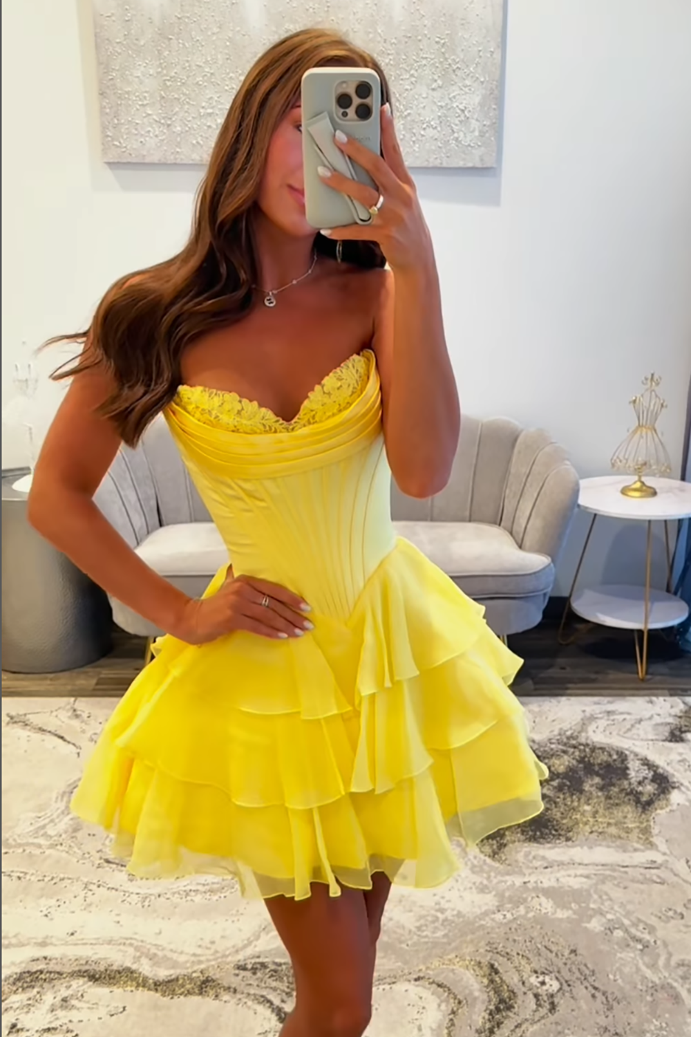 Fuchsia Corset A Line Short Homecoming Dress with Ruffles