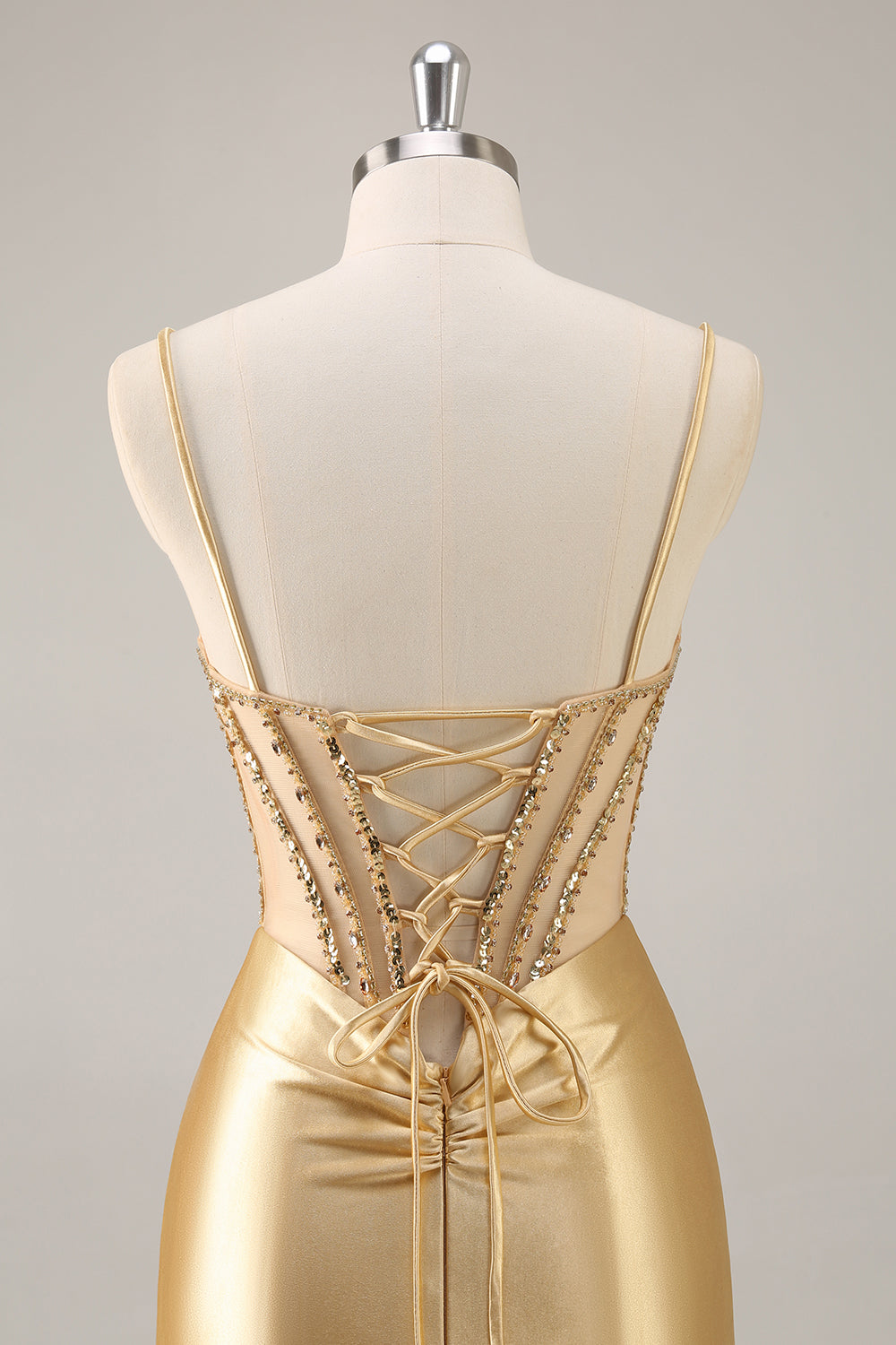 Sparkly Golden Corset Tight Short Homecoming Dress with Rhinestones
