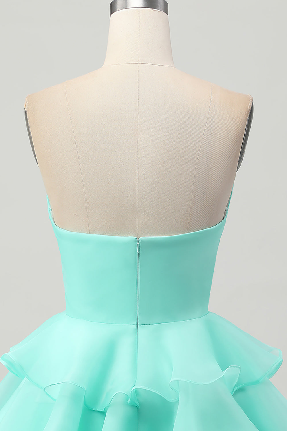 Green Floral Strapless Ruffled Ruched Short Homecoming Dress