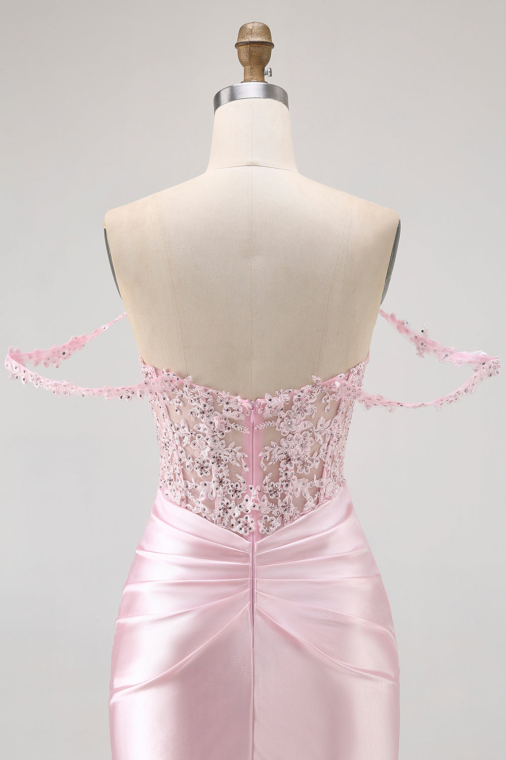 Sparkly Pink Off The Shoulder Beaded Short Corset Homecoming Dress with Lace