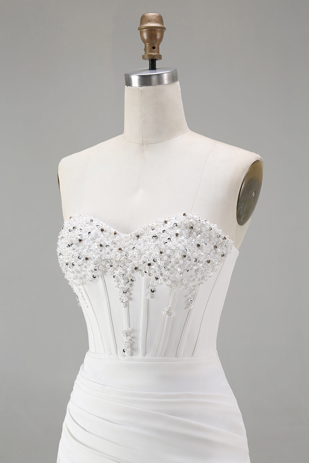 Sparkly Sweetheart White Tight Beaded Corset Short Homecoming Dress