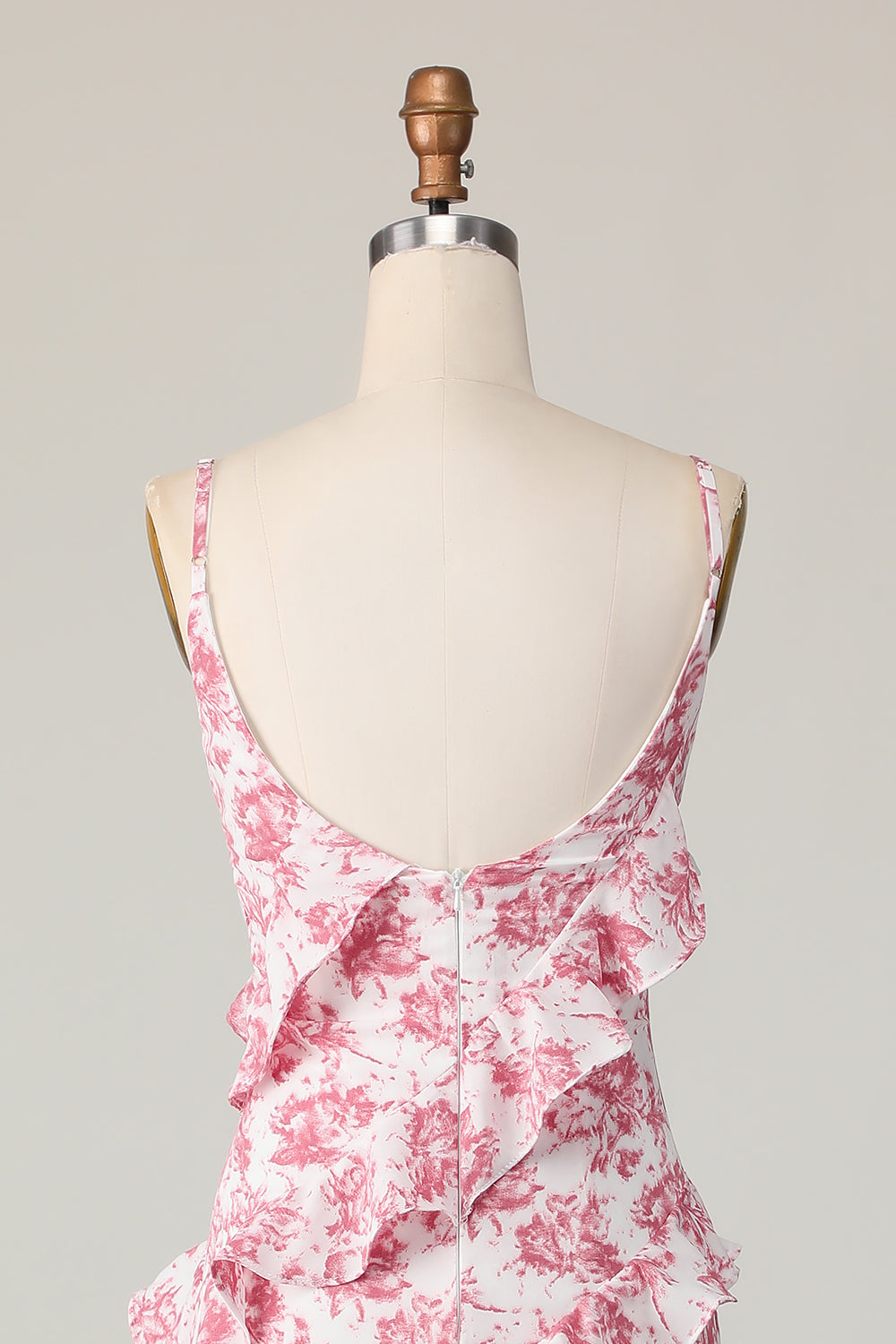 Blush Flower Sheath Ruffled Long Wedding Guest Dress with Slit