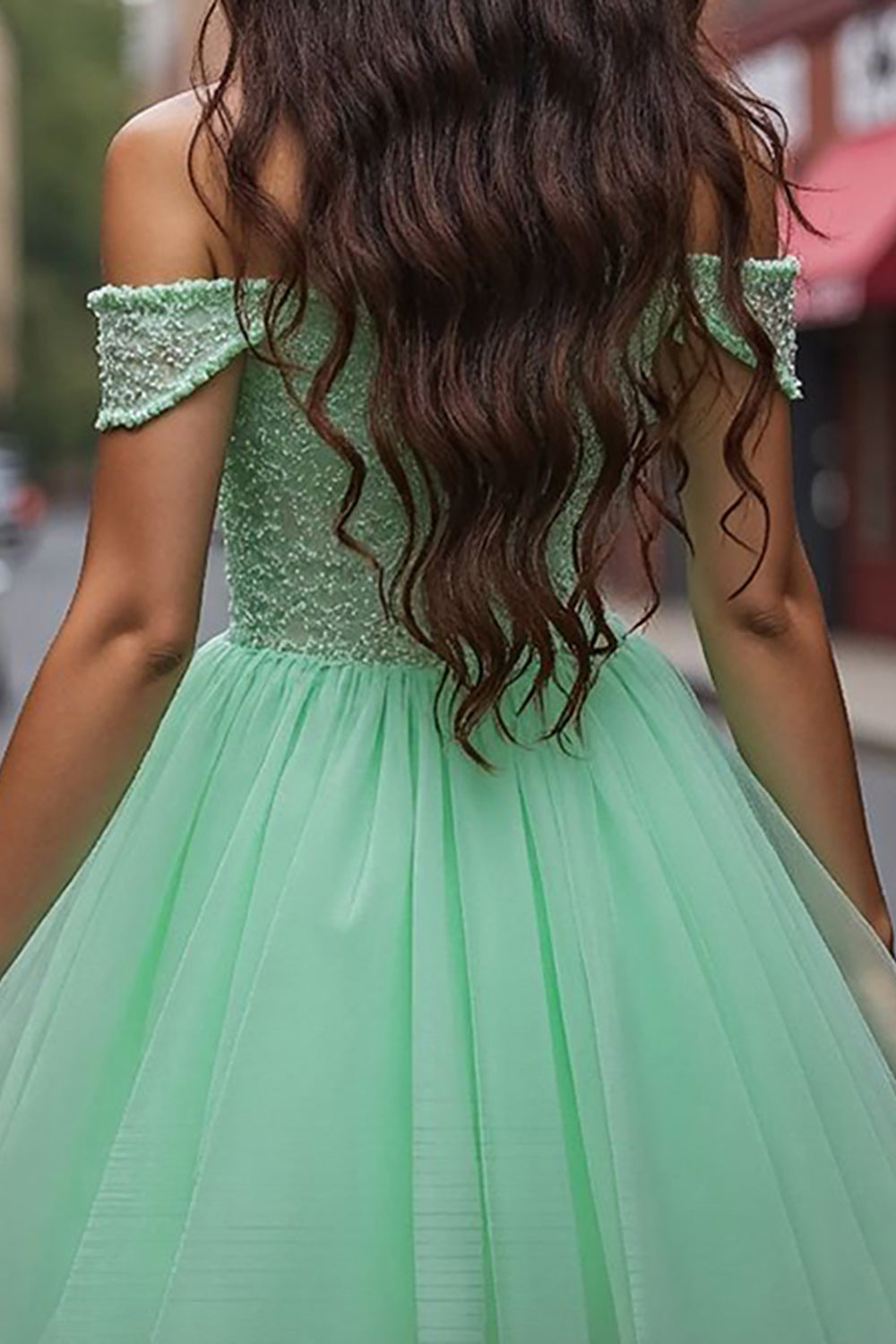 Sparkly Mint Green Corset Tulle Beaded Short Homecoming Dress